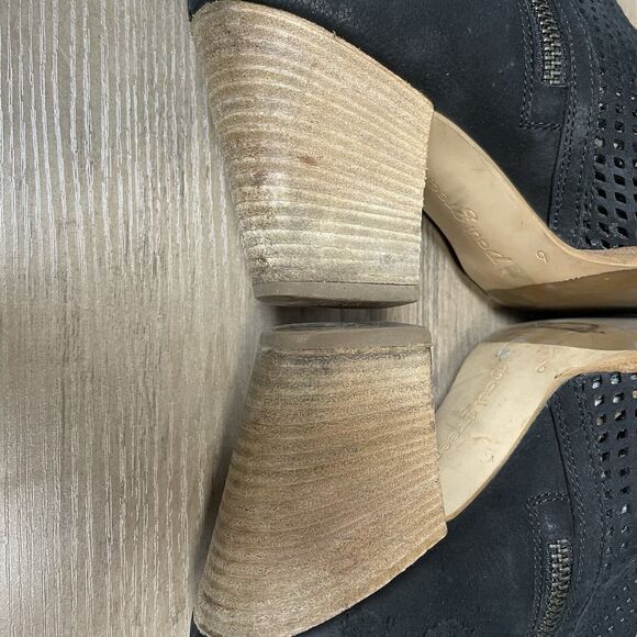 PAUL GREEN Black Bonzai Perforated Leather Ankle Booties Heel Size 6 US 36-37 EU - Picture 7 of 10